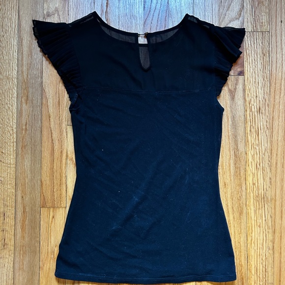 Black Ruffle Sleeve Top - Picture 4 of 5